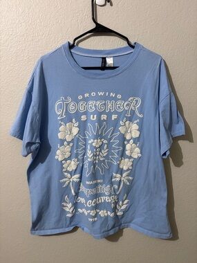 H&M Divided Light Blue Graphic Surf Tee